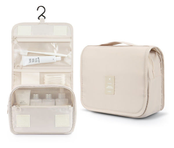 Reise Kulturtasche zum Aufhängen, Unisex, A0157, Beige