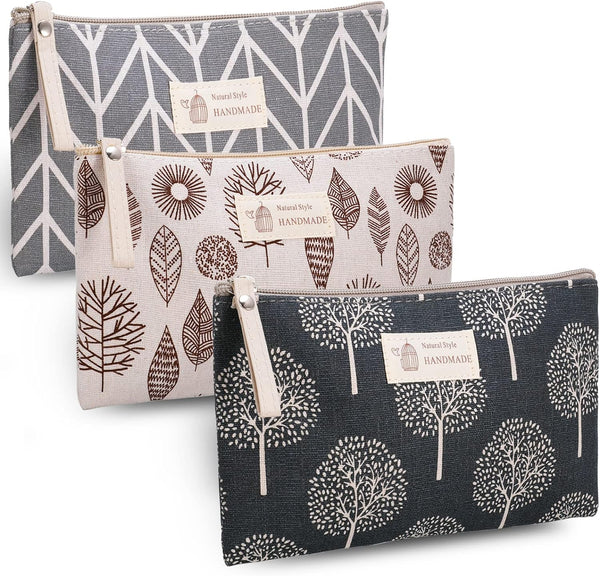 3x Kleine Reise Kosmetiktasche, Canvas, mit Reißverschluss, A0537