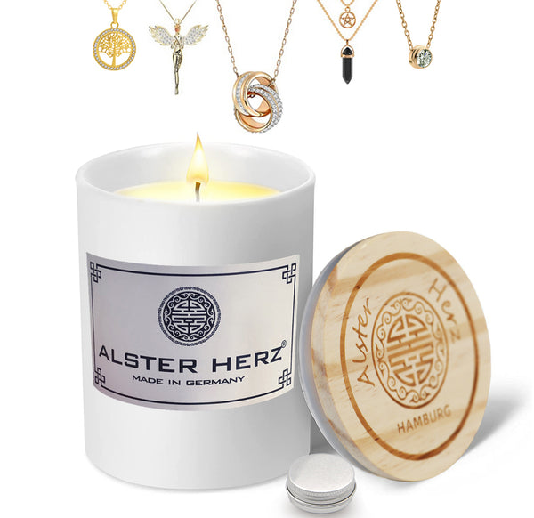 Kerze im Glas mit Schmuck Überraschung, Geschenke für Frauen, K00G