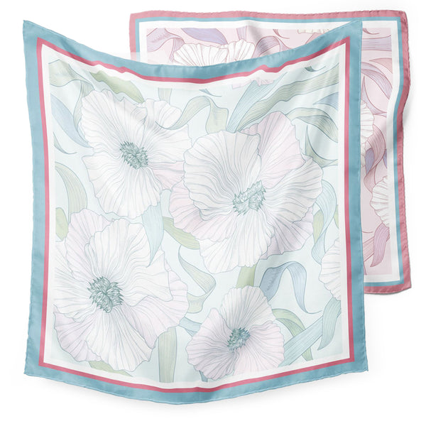 Premium Seidentuch Damen 100% reine Seide – hochwertiges großes Halstuch Damen, 108x108 cm Seidenschal, doppelseitig bedruckt, Floralmuster
