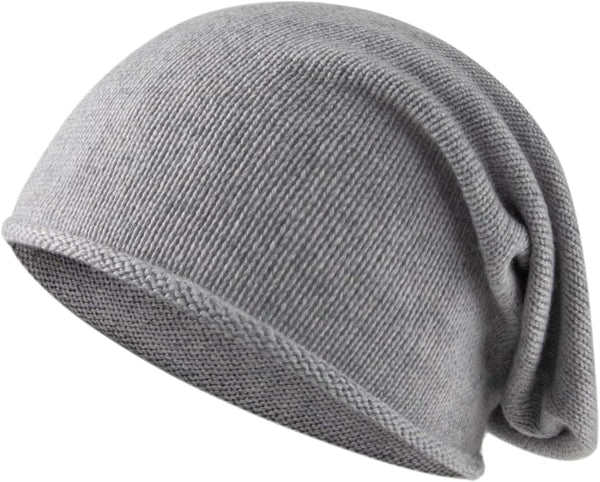 Strickmütze aus 100% Kaschmir - Hochwertige Mütze-Beanie für Damen Herren - kuschelige und warme Premium-Strickmütze, ESKM001 Grau