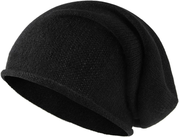 Strickmütze aus 100% Kaschmir - Hochwertige Mütze-Beanie für Damen Herren - kuschelige und warme Premium-Strickmütze, ESKM001 Schwarz