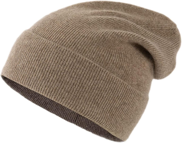 Strickmütze aus 100% Kaschmir - Hochwertige Mütze-Beanie für Damen Herren - kuschelige und warme Premium-Strickmütze, ESKM002 Braun