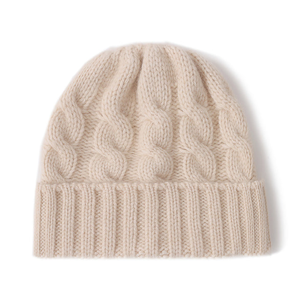 Strickmütze aus 100% Kaschmir - Hochwertige Mütze-Beanie für Damen Herren - kuschelige und warme Premium-Strickmütze, ESKM003 Beige