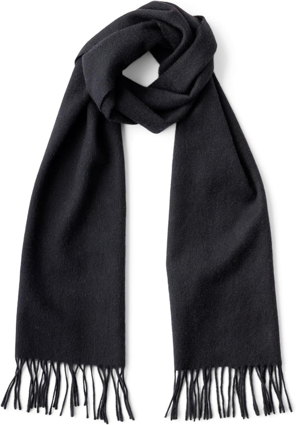 Schal aus 100% Kaschmir - Hochwertiger Strickschal Classic Design für Damen Herren - warm weich kuschelig, 180x30cm, ESKS002 Schwarz