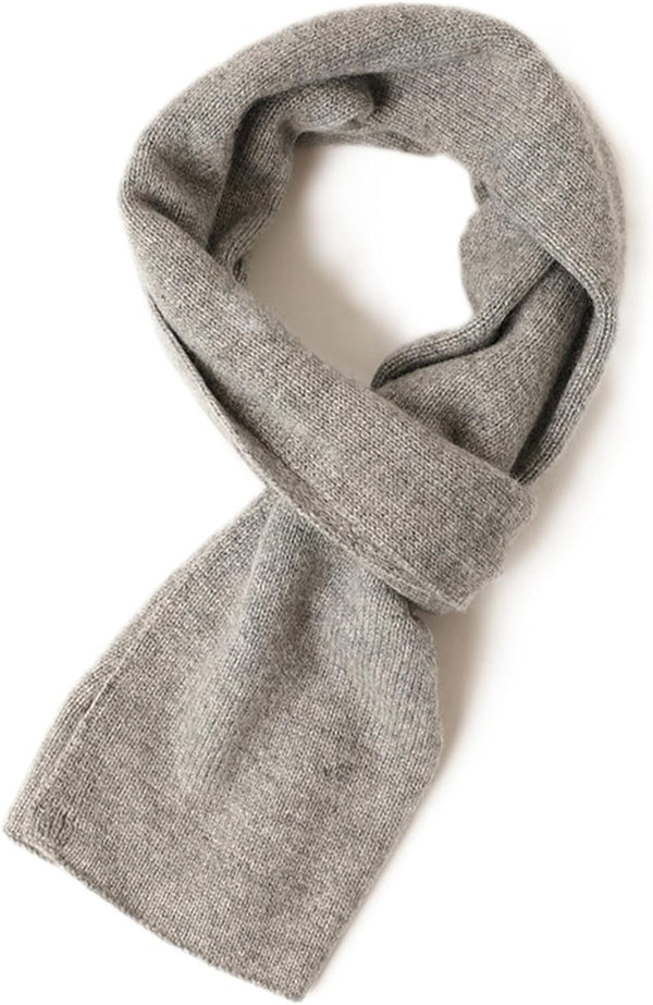 Schal aus 100% Kaschmir - Hochwertiger Strickschal für Damen Herren - Kaschmirschal warm weich kuschelig, 155x26cm, ESKS003 Grau