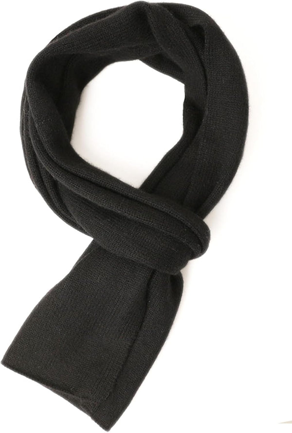 Schal aus 100% Kaschmir - Hochwertiger Strickschal für Damen Herren - Damenschal warm weich kuschelig, 155x26cm, ESKS003 Schwarz